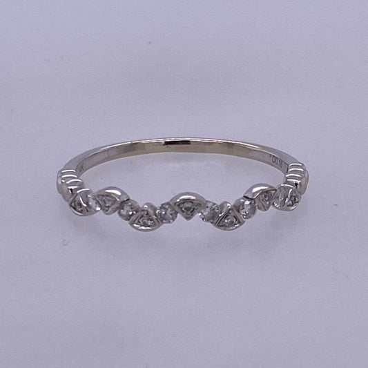 14k White Gold Ladies Thin Mini Diamond Band