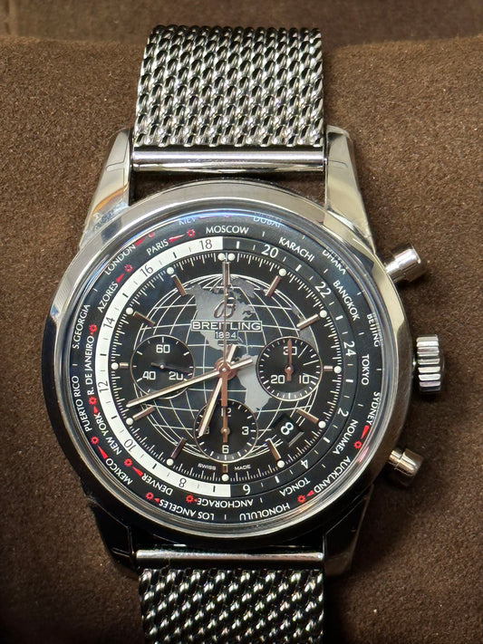 Breitling Transocean Chrono Unitime Stainless Steel 46mm Automatic Watch