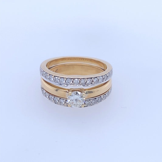 14k Yellow Gold Diamond Ring W/ Matching Guard