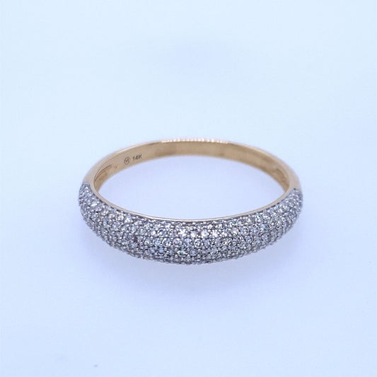 14k Yellow Gold Single Band Ring W/ Cluster Diamonds