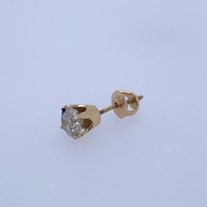 14k Yellow Gold Single Stud Earring With Diamond