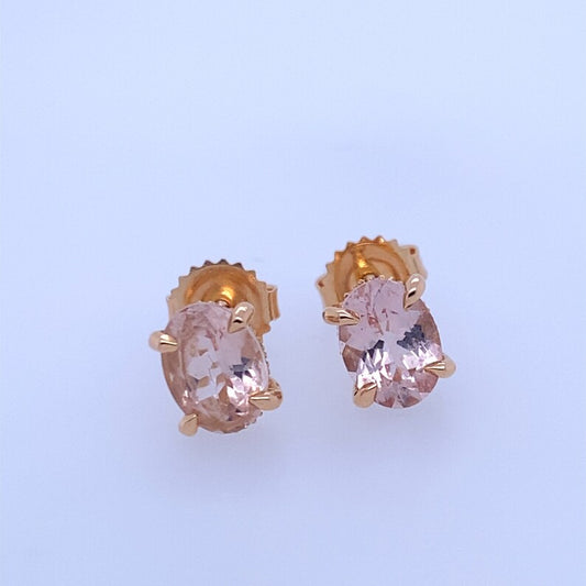 18k Rose Gold Earring's W/ Morganite Center Stone