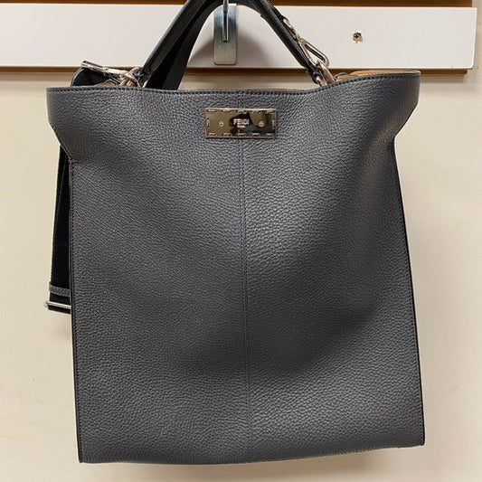 Fendi Peekaboo X-lite Gray Leather Shoulder Bag